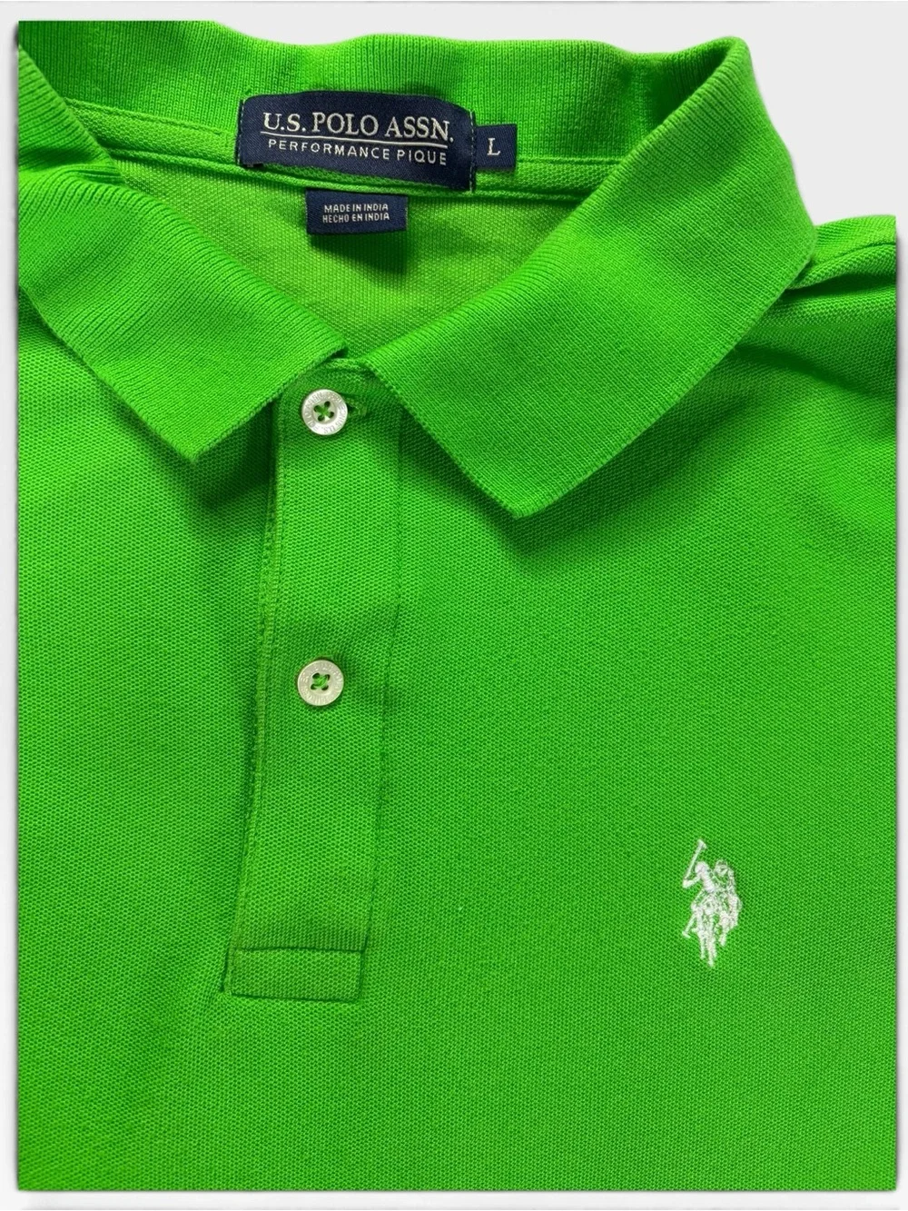U.S. Polo Assn Men’s Performance Pique Polo Shirt Green Size L